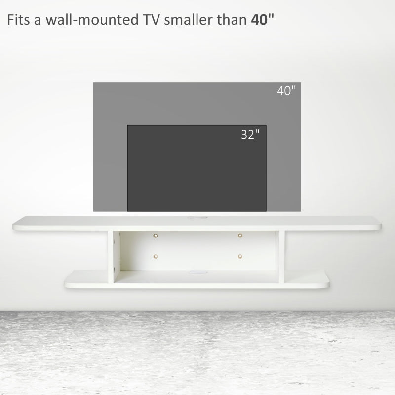 Mueble de TV flotante para televisores de hasta 40 pulgadas, color blanco 