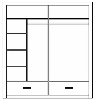 Crestline 2 Door Sliding Wardrobe 200cm - White, Black, Grey