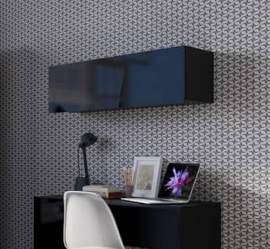 Calabrini Wall Cabinet in Black Gloss 105cm