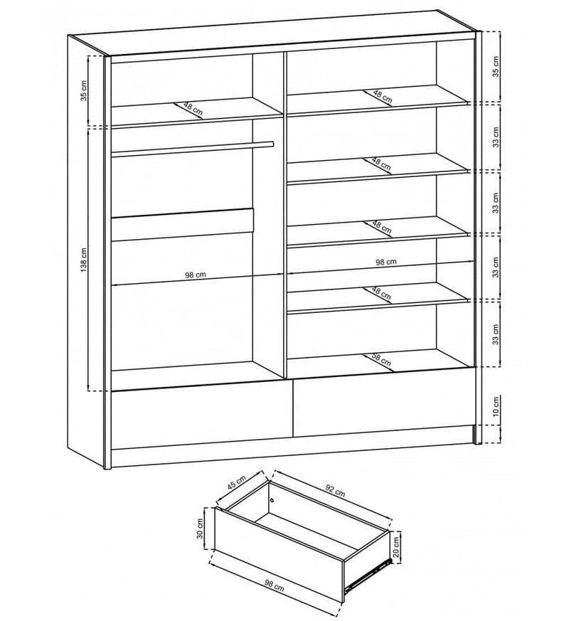 Aria II Sliding Door Wardrobe 204cm