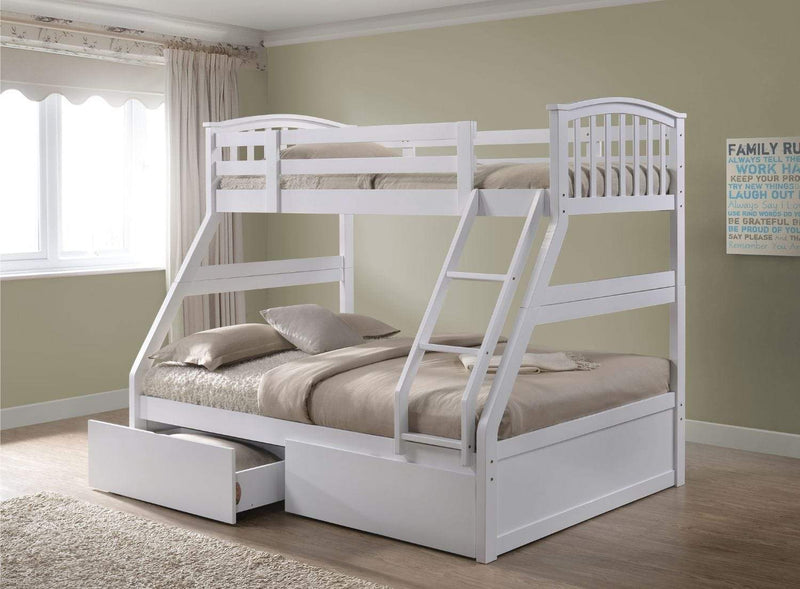 Archie Triple Bunk Bed Includes 2 X Drawers - White