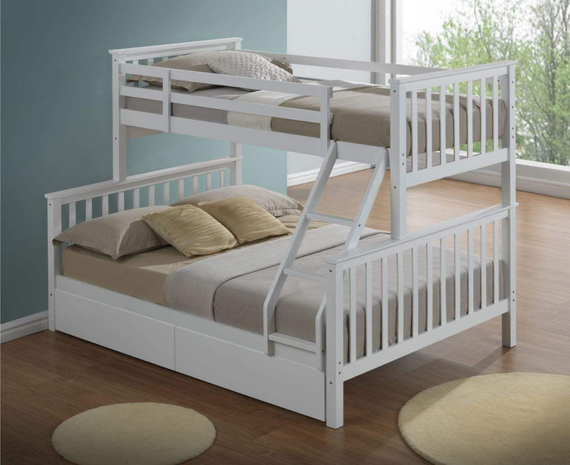 Charlotte 2 In 1 White Three Sleeper Bunk Bed