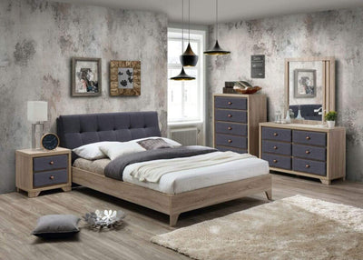 Grey Fabric And Beech Bed - Artisan 3376