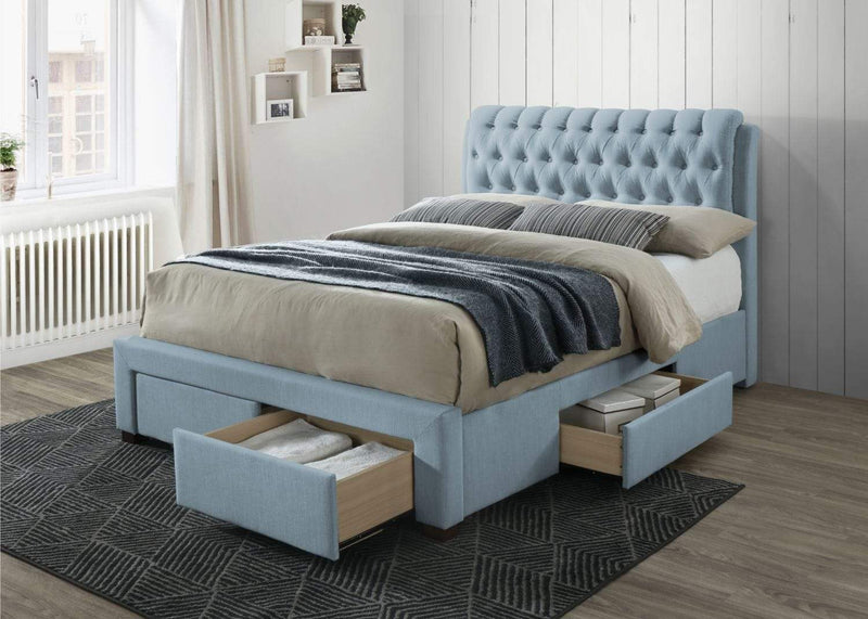 Blue 4 Drawer Fabric Storage Bed - Artisan 3013