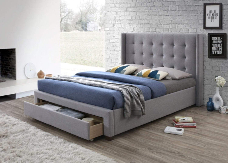 Devon Grey Fabric Bed With Large Storage Drawer - Artisan 3561