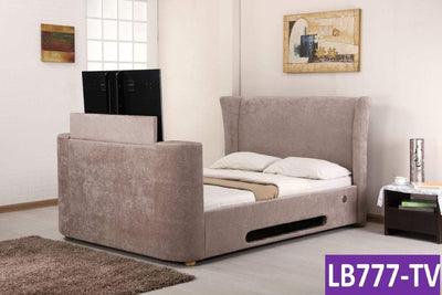 Bluetooth TV Bed - Mink Fabric - Double