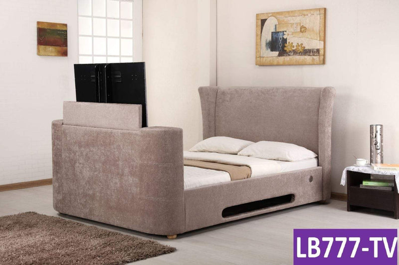 Bluetooth TV Bed - Mink Fabric - Double