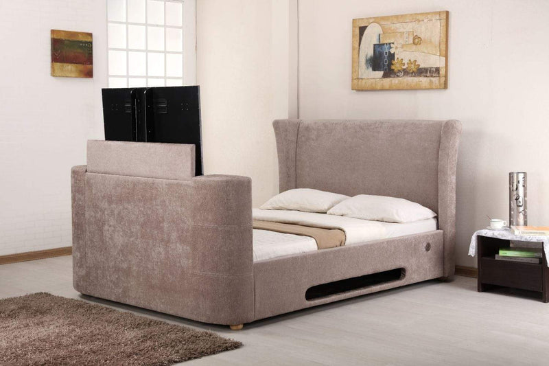 Bluetooth TV Bed - Mink Fabric - Double