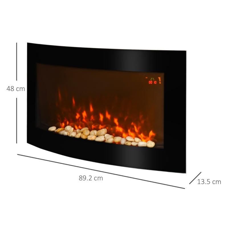 LED Curved Glass Electric Wall Mounted Fire Place