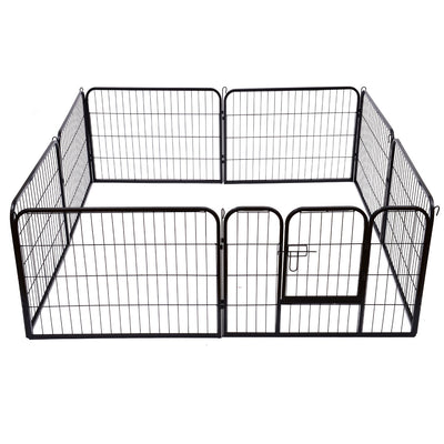 PawHut Heavy Duty Dog Pet Puppy Metal Playpen Play Pen Rabbit Pig Hutch Run Enclosure Foldable Black 80 x 60 cm (Small)