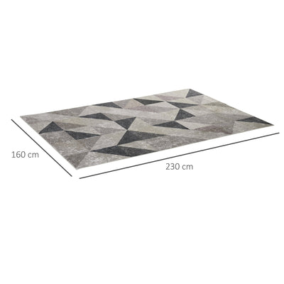 HOMCOM Modern Grey Rug, Geometric Area Rugs Large Carpet for Living Room, Bedroom, Dining Room, 160x230 cm