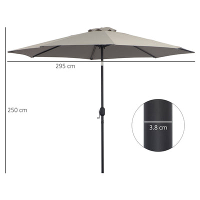 Tilting Parasol Garden Umbrellas- Light Grey