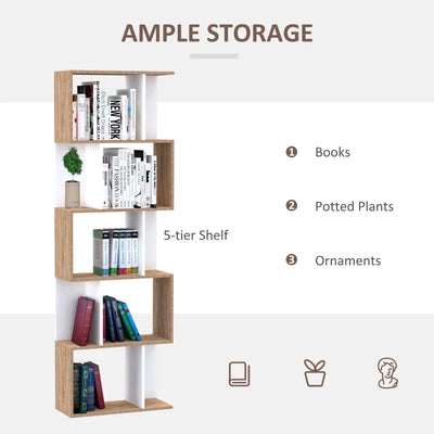 BORO Five-Tier 'S' Shaped Shelving Unit - White