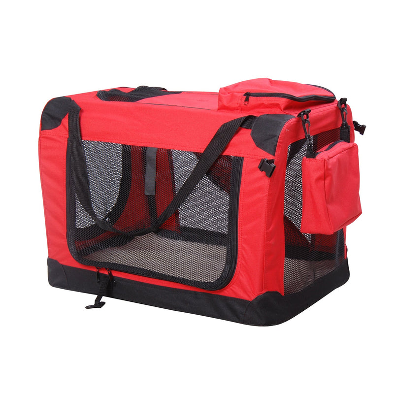 Pawhut Pet Carrier Portable Cat Carrier Folding Dog Bag w/ PVC Oxford Cloth for Small and Miniature Dogs, 60 x 42 x 42 cm, Red