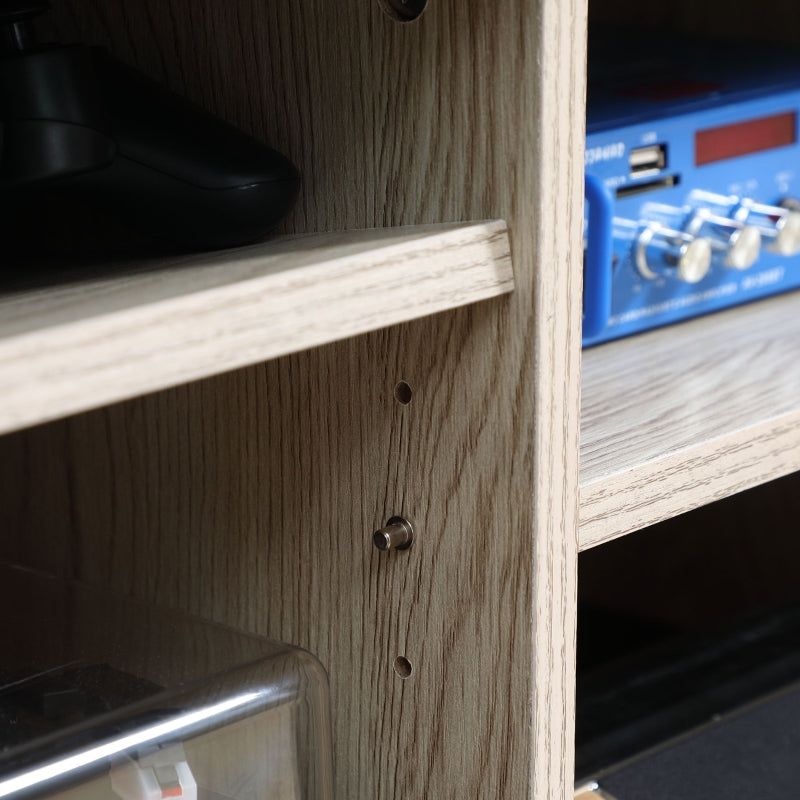 Black Boxy TV Stand, With Wood-Effect Drawers