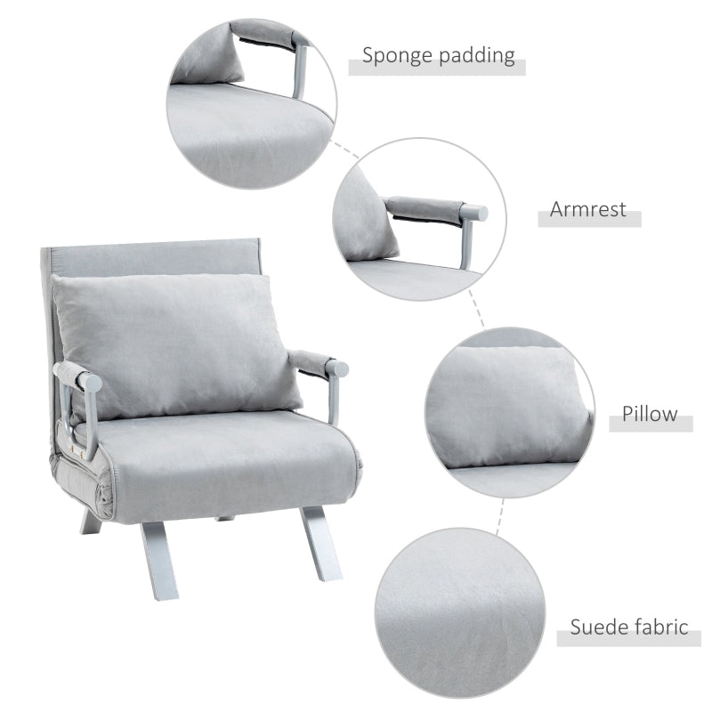 Suedette Adjustable Back Futon Sofa Chair - Grey