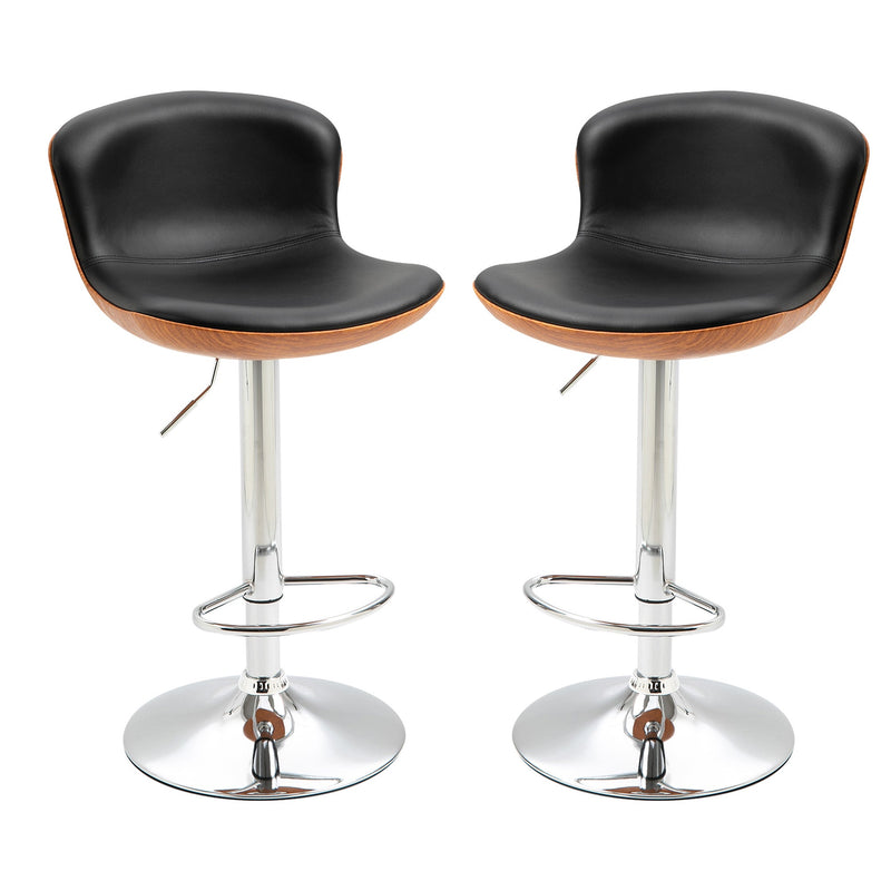 PU Leather Upholstered Twin-Pair Height Adjustable Barstools - Black