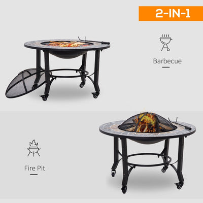 3-in-1 Outdoor Fire Pit On Wheels