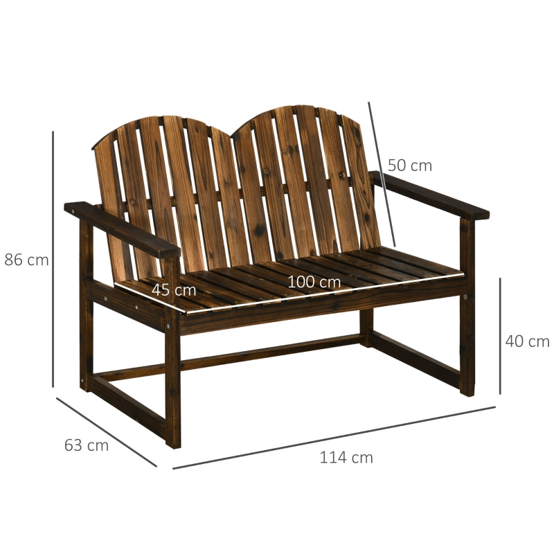 Outdoor Wooden Garden Bench- Carbonised Finish