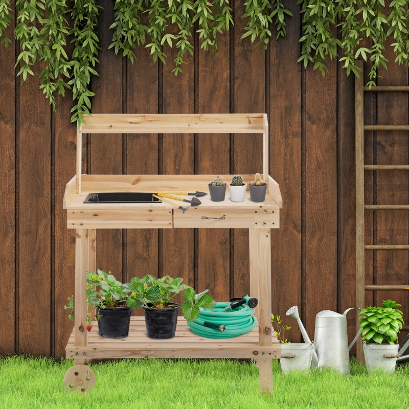 Wooden Potting Bench Work Table