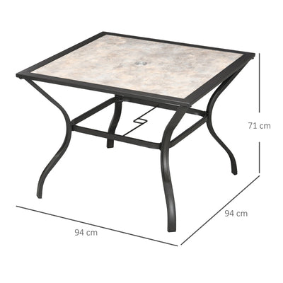 Garden Table With Parasol Hole- Grey