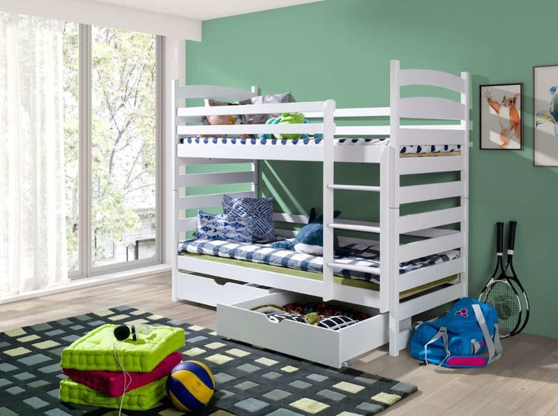 Wooden Bunk Bed Slawek with Storage