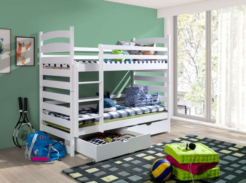 Wooden Bunk Bed Slawek with Storage