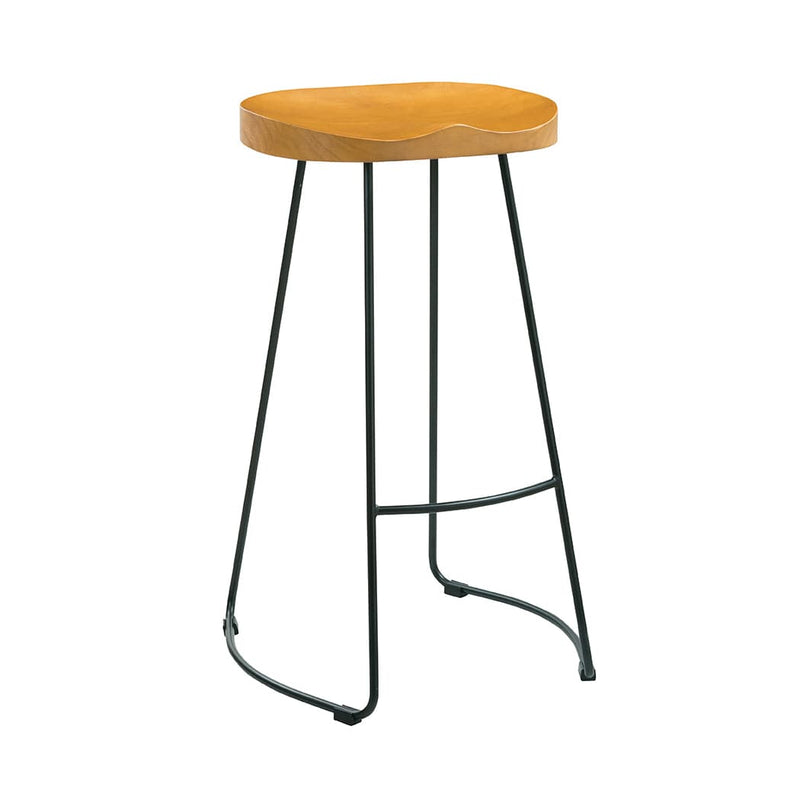 Bailey Pine Wood Seat Black Metal  Leg Bar Stool