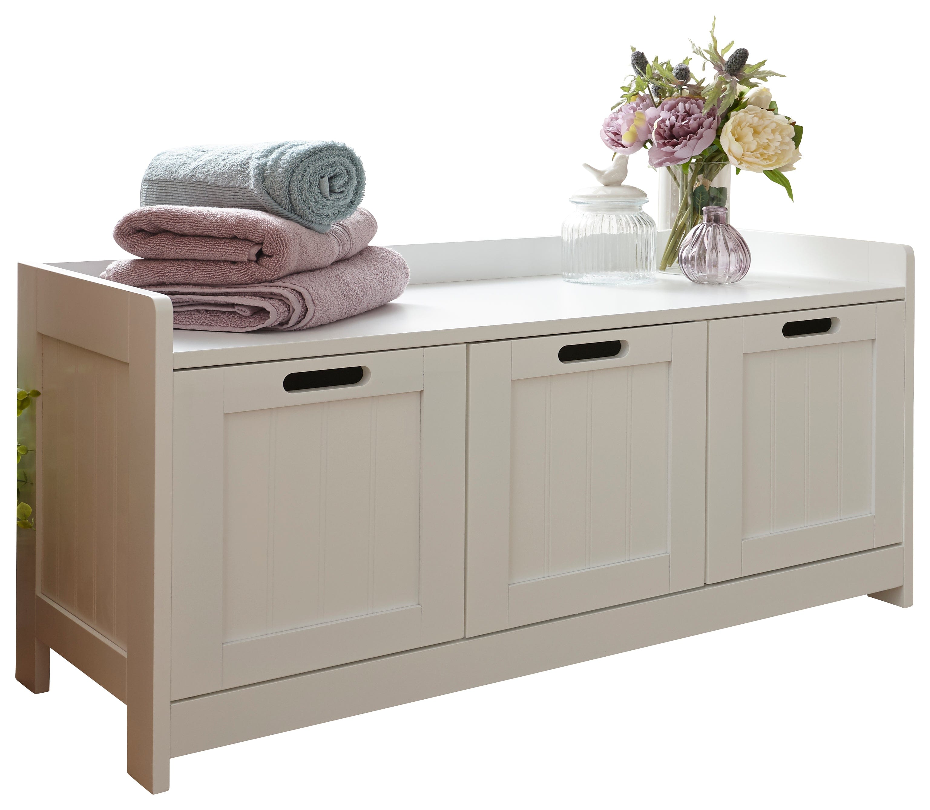 Bathroom storage deals bench white