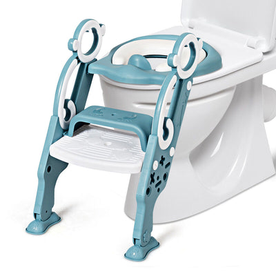 Potty Training Toilet Seat with Safe Handles and Splash Guard-Green