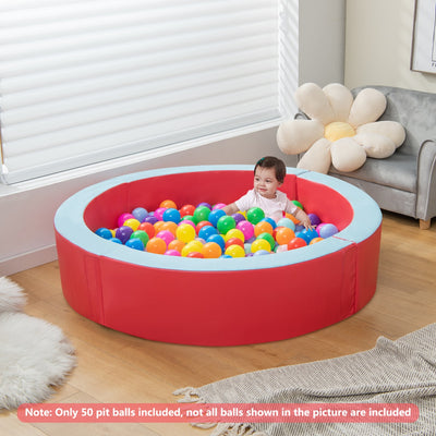 Foam Ball Pit with 50 Colorful Balls-Red