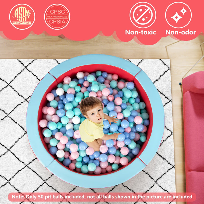 Foam Ball Pit with 50 Colorful Balls-Red