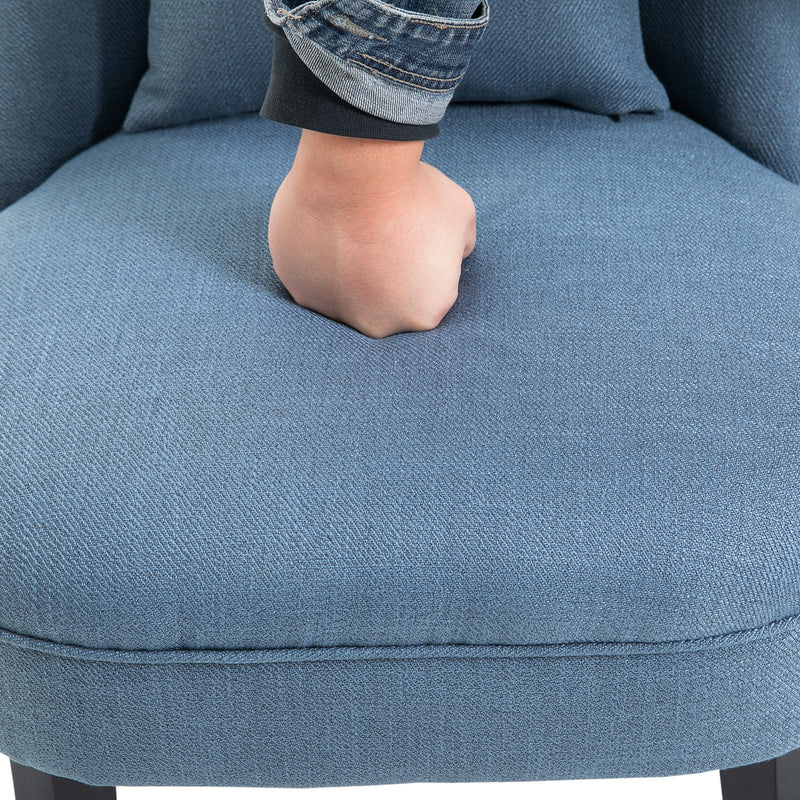 Solid Rubber Wood Tufted Single Sofa Chair W/ Pillow - Blue