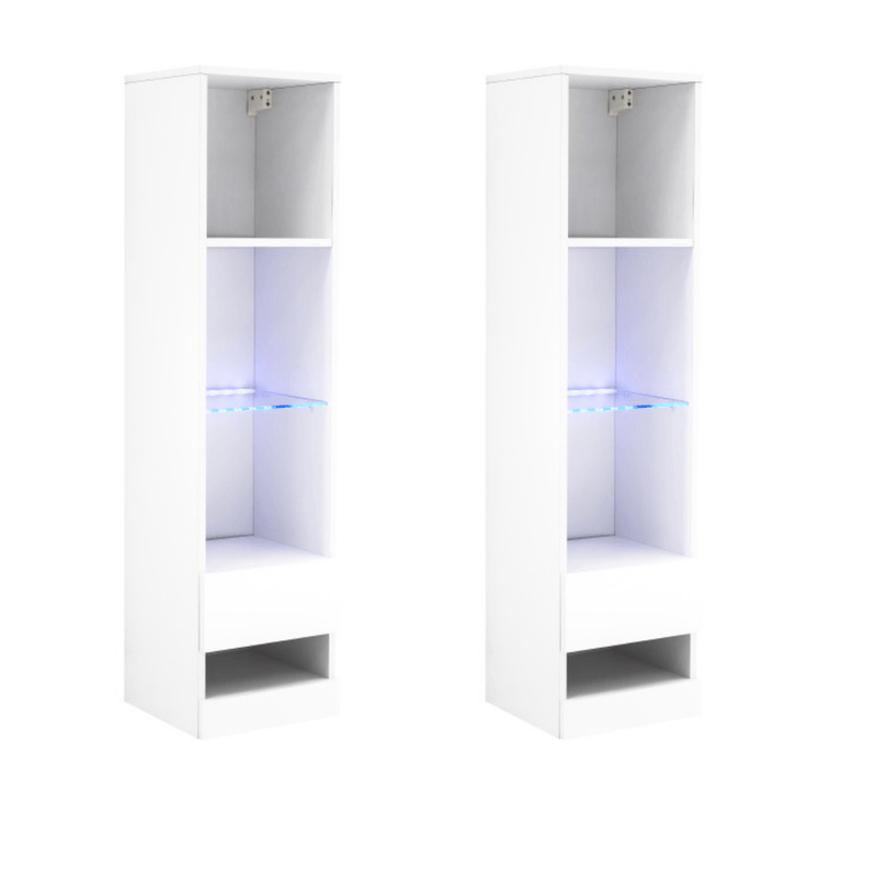 Galicia Tall Shelving Units - White - Twin Pack