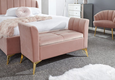 Pettine 3 Piece Bedroom Set in Pink - Lift Up Bed, Chair & Storage Ottoman