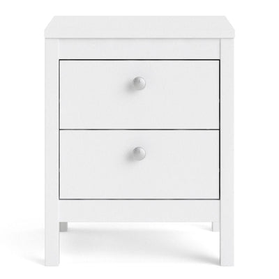 Madrid Bedside Table 2 Drawers In White