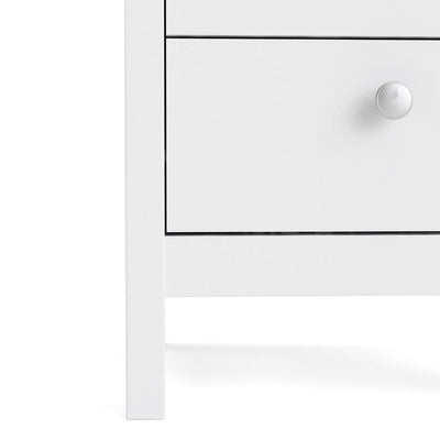 Madrid Bedside Table 2 Drawers In White