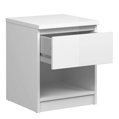 Naia Bedside - 1 Drawer 1 Shelf in White High Gloss