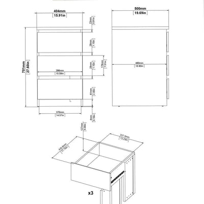 Naia Bedside 3 Drawers in Jackson Hickory Oak