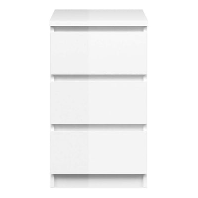 Naia Bedside - 3 Drawers in White High Gloss