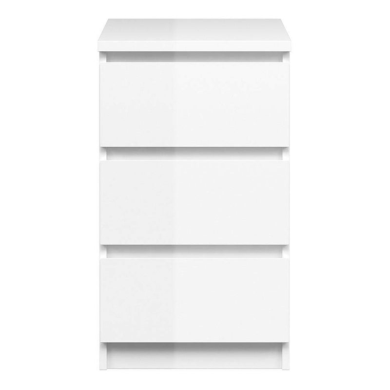 Naia Bedside - 3 Drawers in White High Gloss