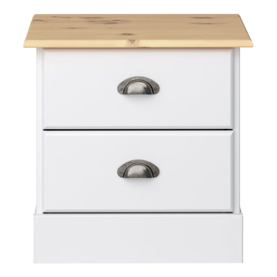 Nola 2 Drawer Bedside White & Pine