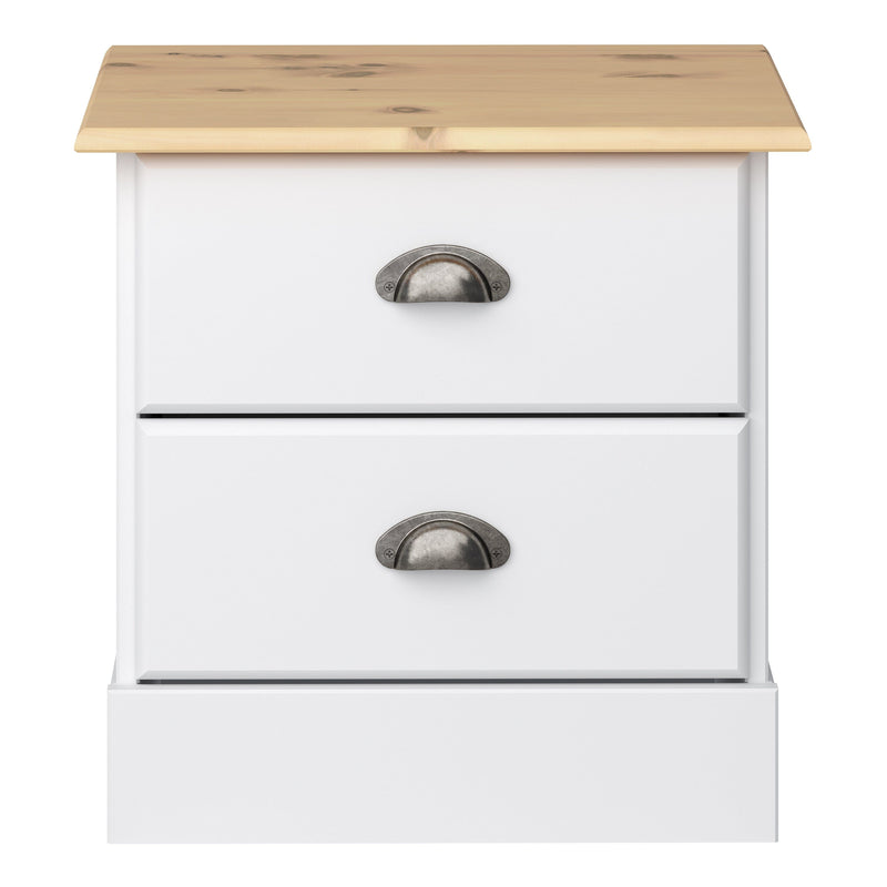 Nola 2 Drawer Bedside White & Pine