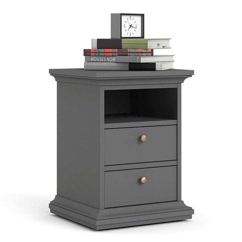 Paris Bedside 2 Drawers in Matt Grey