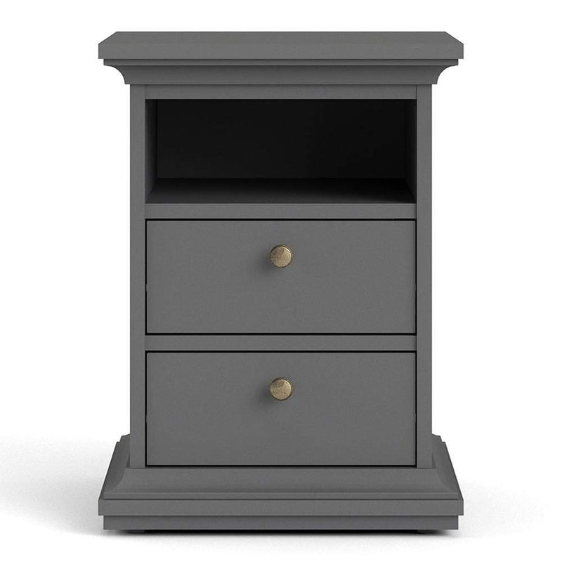 Paris Bedside 2 Drawers in Matt Grey