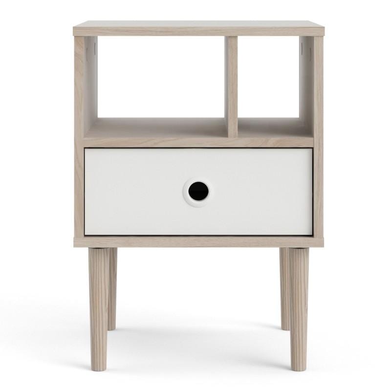 Rome Bedside 1 Drawer in Jackson Hickory Oak with White