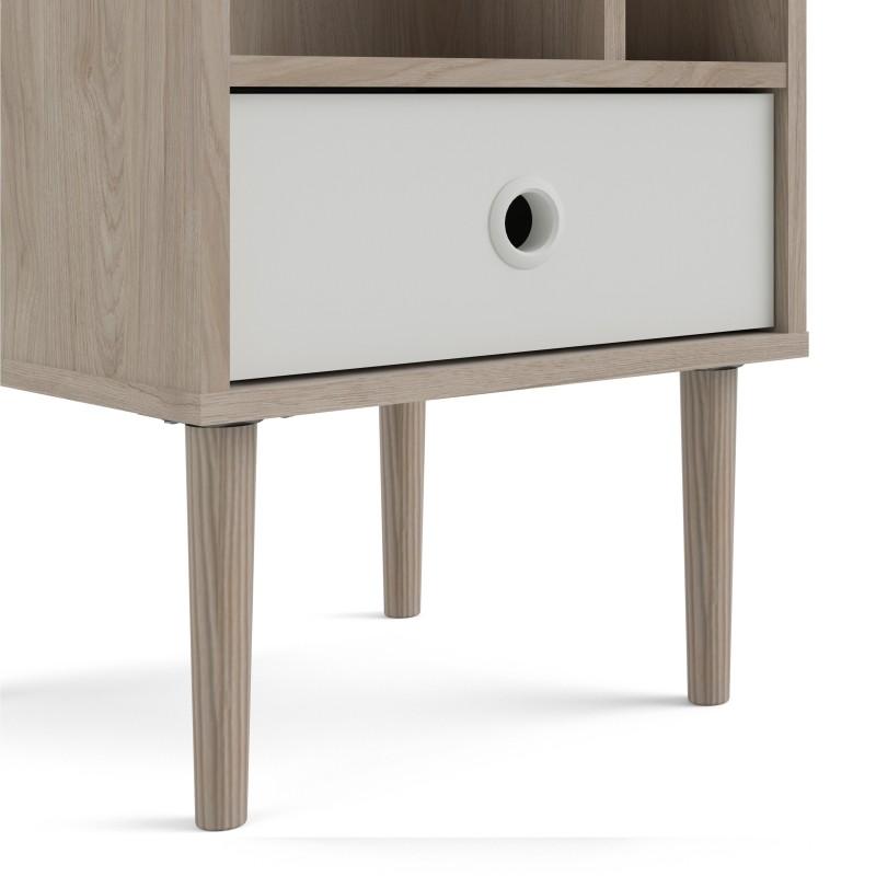 Rome Bedside 1 Drawer in Jackson Hickory Oak with White