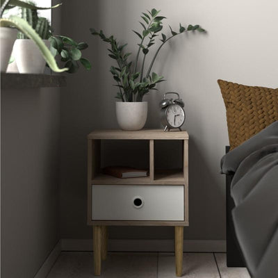 Rome Bedside 1 Drawer in Jackson Hickory Oak with White