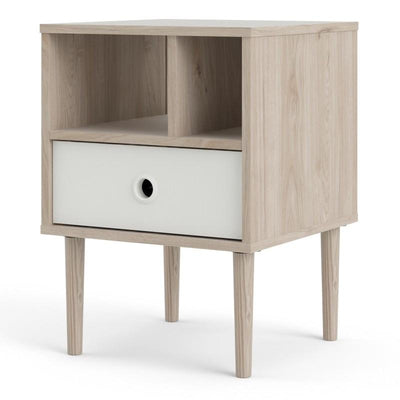 Rome Bedside 1 Drawer in Jackson Hickory Oak with White