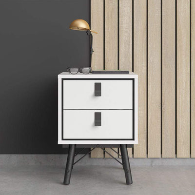 Ry Bedside Cabinet 2 Drawer In Matt White